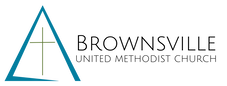 Brownsville UMC Logo - Blue triangle surrounding a green cross